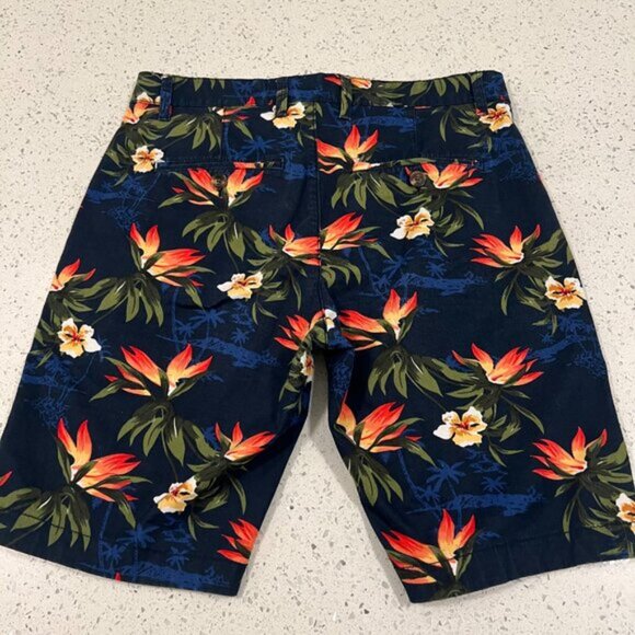 Like new DENIM FLOWER Navy Tropical Floral Chino Shorts Size 30 - Picture 12 of 14
